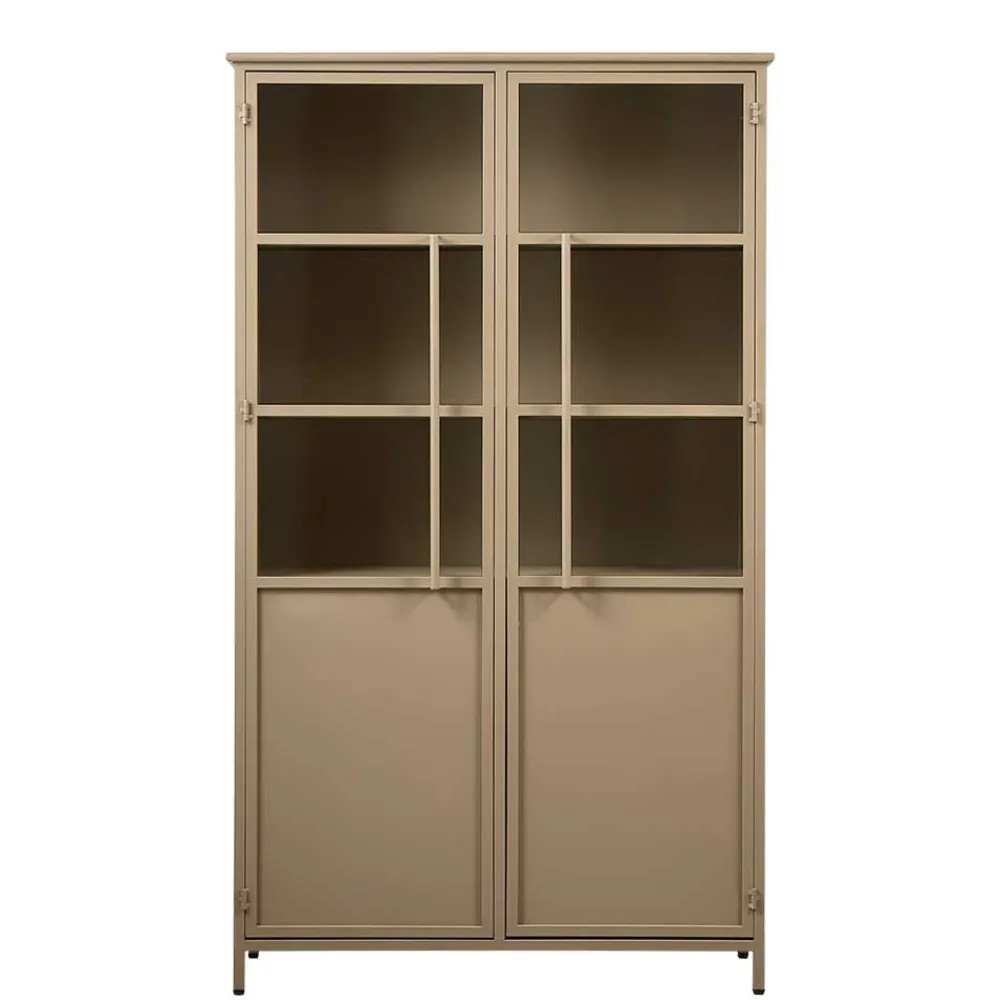 Wohnen Vitrinen<Metall Vitrinenschrank in Khaki - Gabadoza