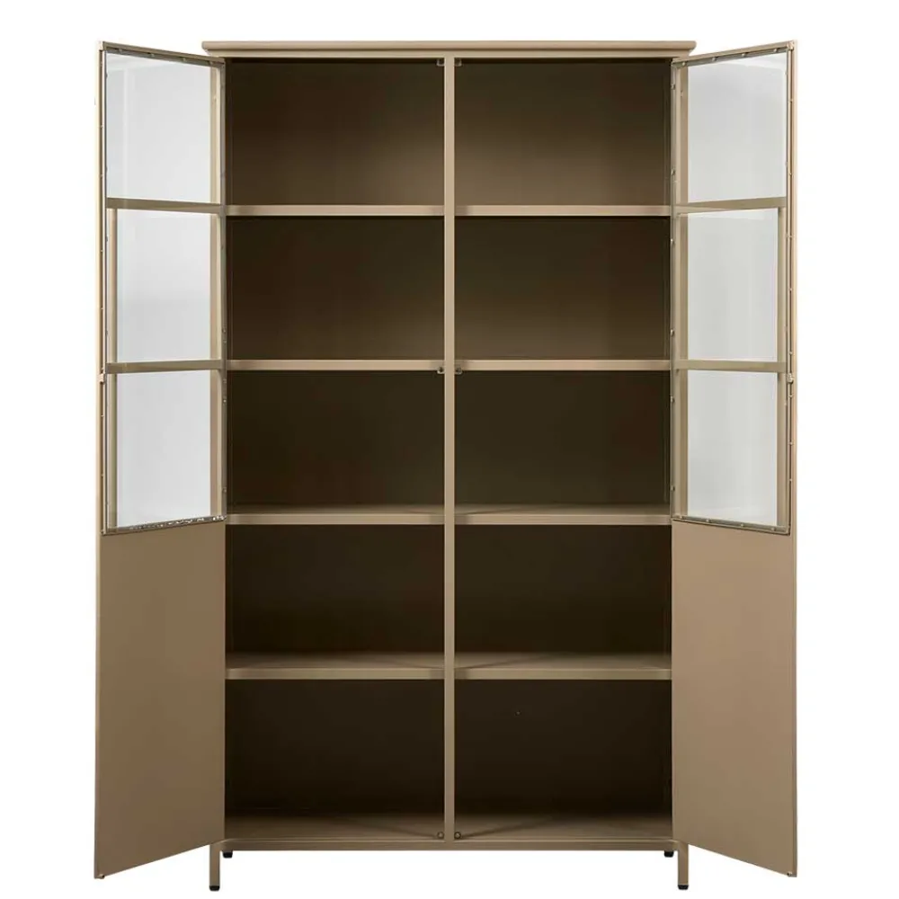 Wohnen Vitrinen<Metall Vitrinenschrank in Khaki - Gabadoza
