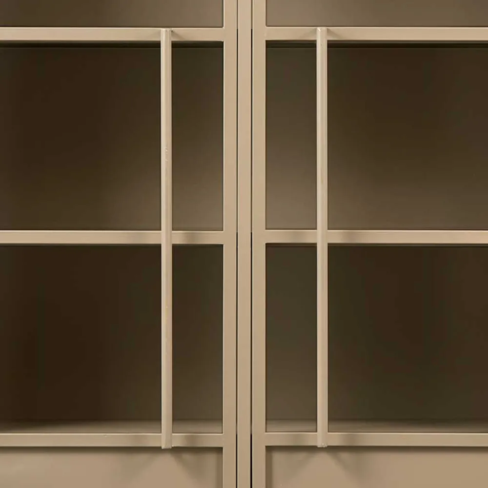 Wohnen Vitrinen<Metall Vitrinenschrank in Khaki - Gabadoza