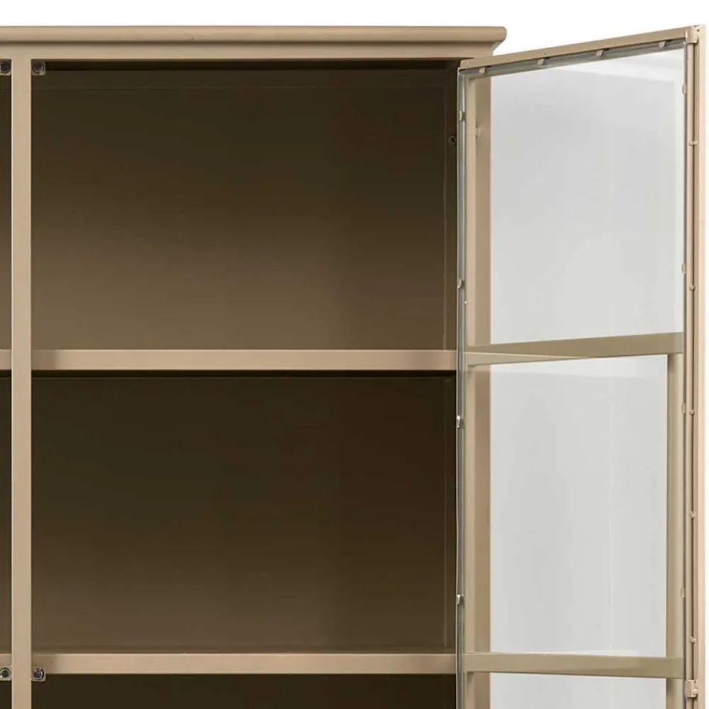 Wohnen Vitrinen<Metall Vitrinenschrank in Khaki - Gabadoza