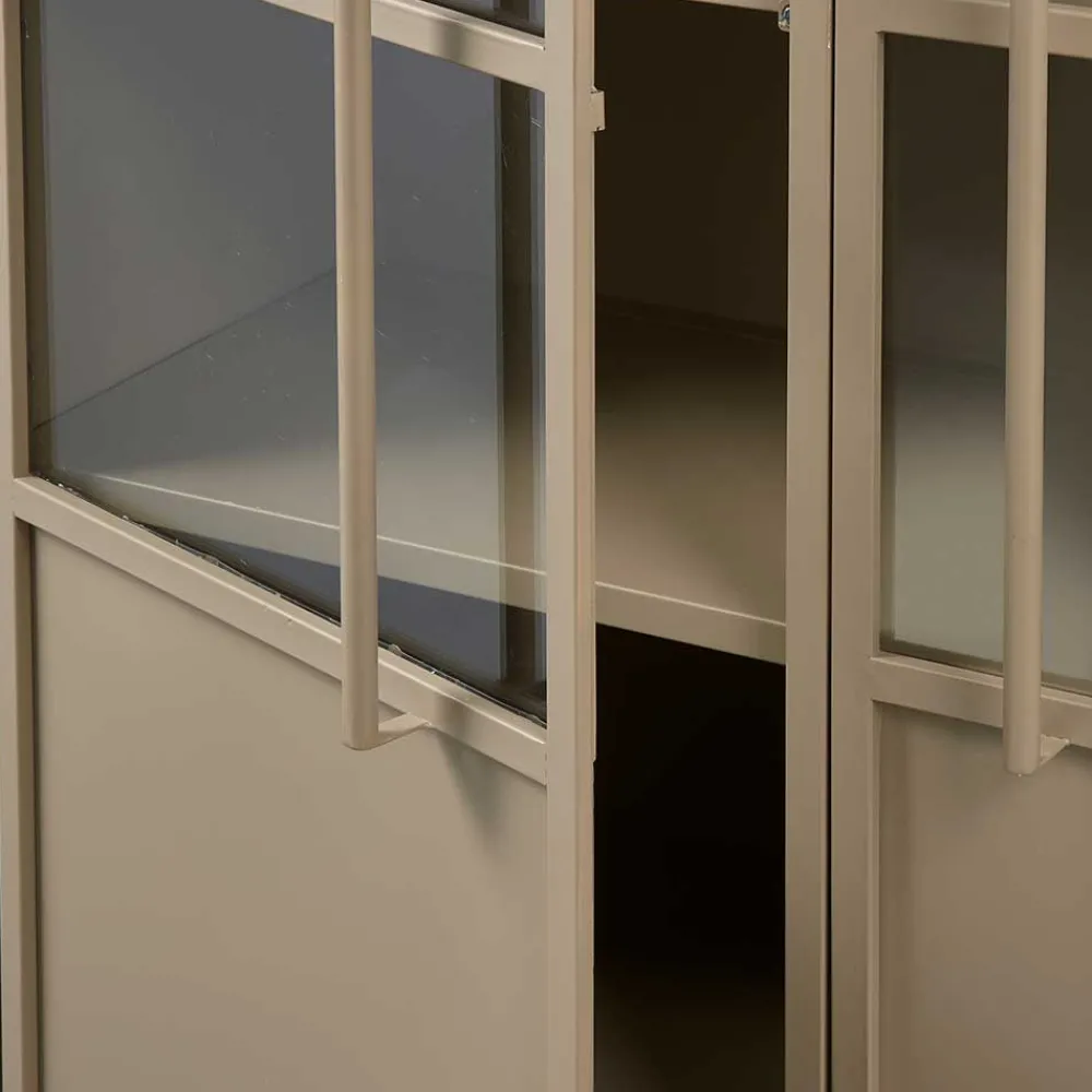 Wohnen Vitrinen<Metall Vitrinenschrank in Khaki - Gabadoza