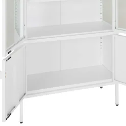 Wohnen Vitrinen<Metall Vitrinenschrank in Weiß - Fortinos