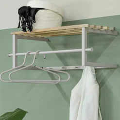 Wohnen Garderoben<Metallgarderobe in Taupe mit Hutablage - Yames