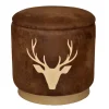 Wohnen Hocker<Microfaser Hocker in Braun mit Hirsch Kopf - Arnhild