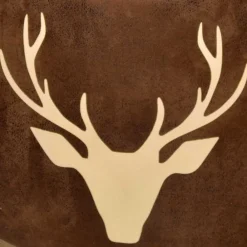 Wohnen Hocker<Microfaser Hocker in Braun mit Hirsch Kopf - Arnhild