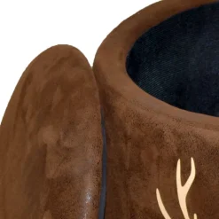 Wohnen Hocker<Microfaser Hocker in Braun mit Hirsch Kopf - Arnhild