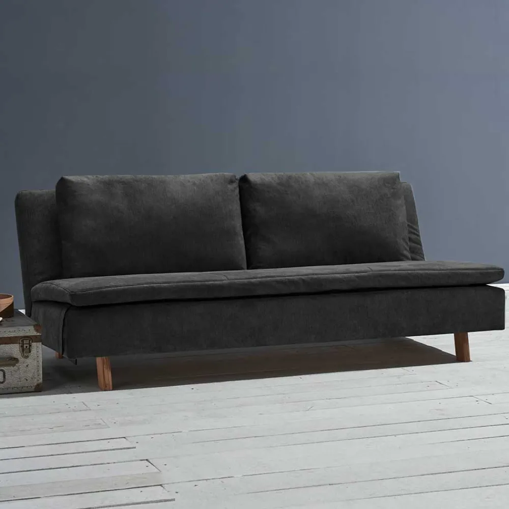 Wohnen Sofas<Microvelours Klappsofa in Schwarz - Ocna