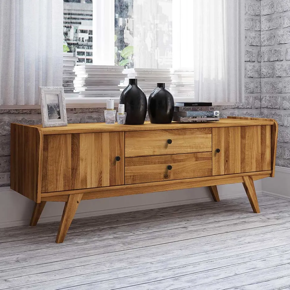 Wohnen Tv & Hifi-Möbel|Lowboards<Mid Century Lowboard aus Wildeiche Massivholz - Hardus