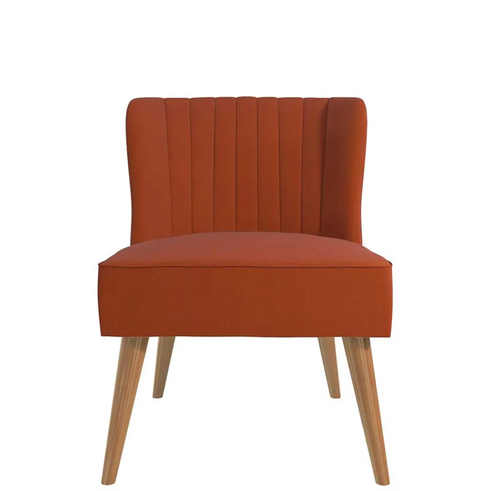 Wohnen Sessel<Mid Century Polstersessel in Ziegelrot und Natur - Elhan