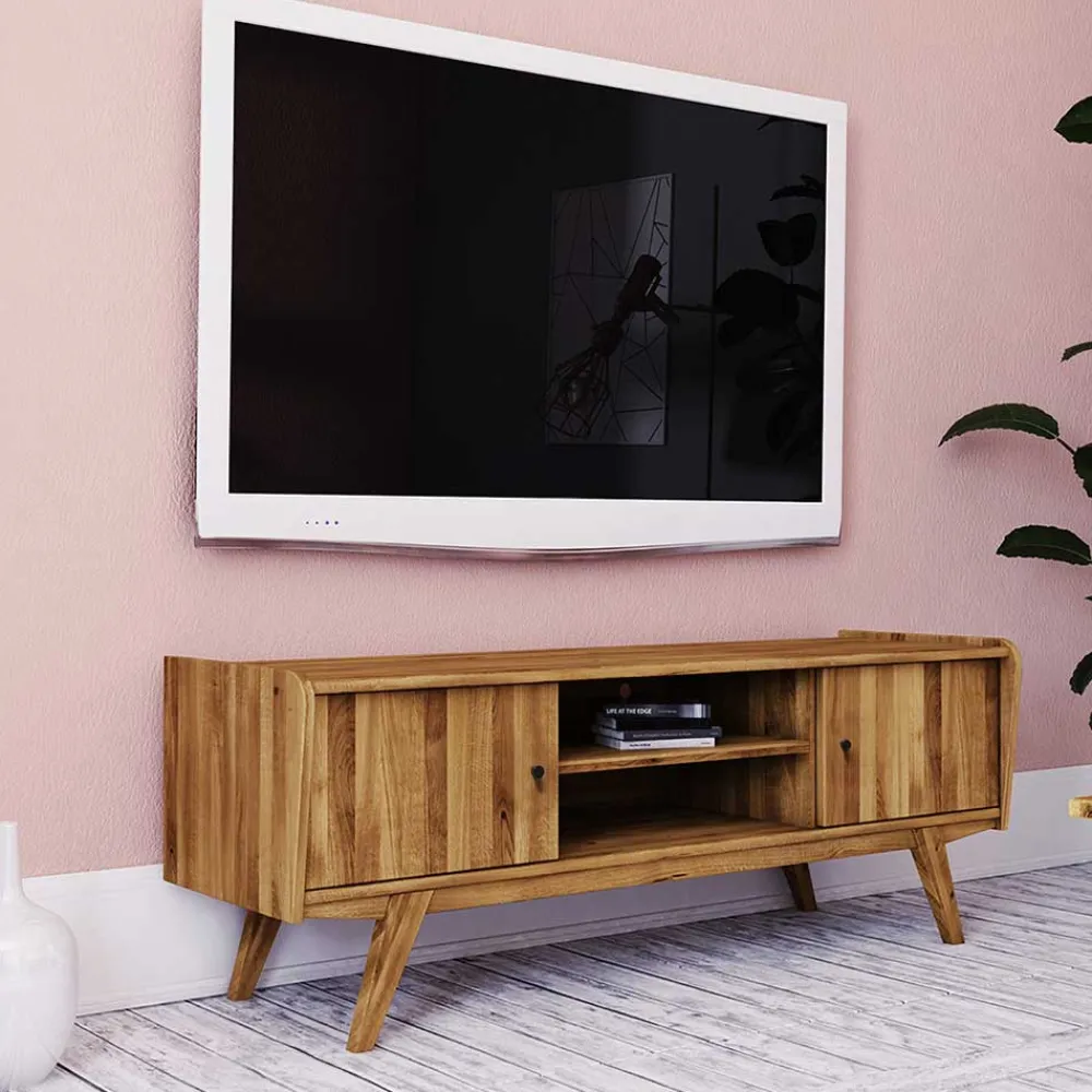 Wohnen Tv & Hifi-Möbel|Lowboards<Mid Century TV Lowboard aus Wildeiche massiv - Hardus