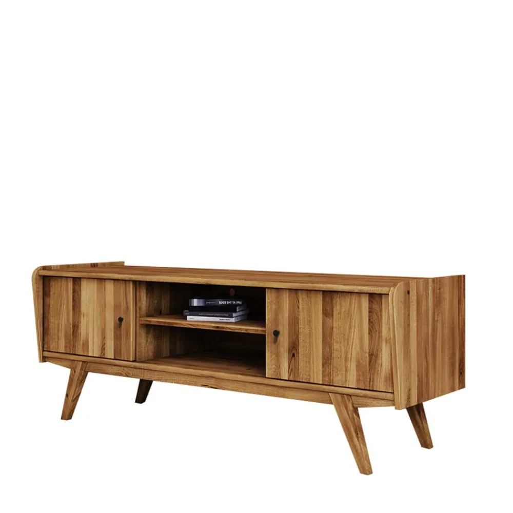 Wohnen Tv & Hifi-Möbel|Lowboards<Mid Century TV Lowboard aus Wildeiche massiv - Hardus