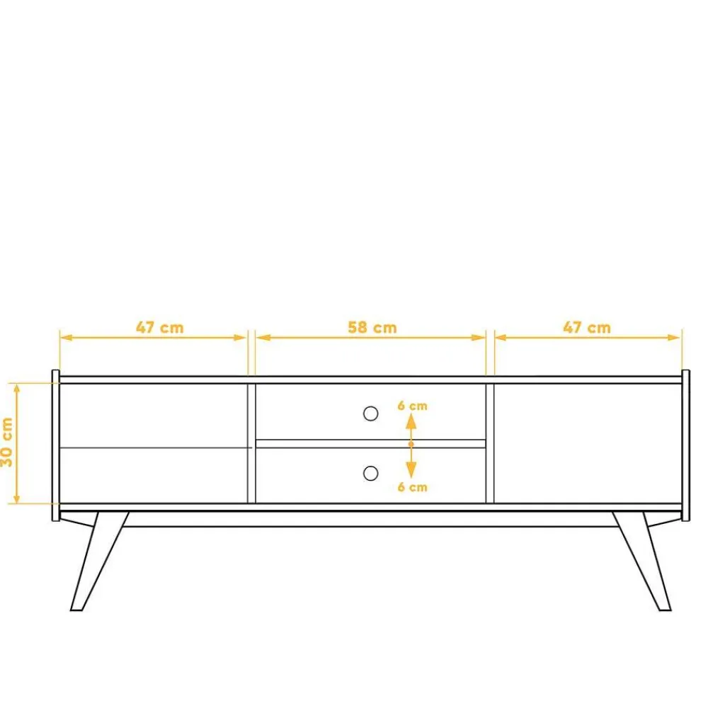 Wohnen Tv & Hifi-Möbel|Lowboards<Mid Century TV Lowboard aus Wildeiche massiv - Hardus