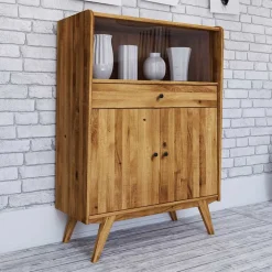 Wohnen Highboards|Vitrinen<Mid Century Wildeiche Schrank geölt - Hardus I