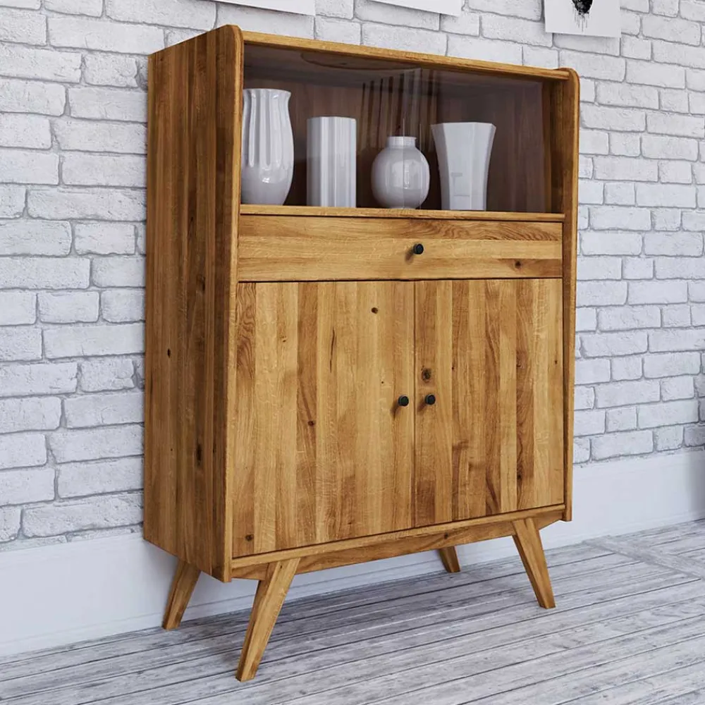 Wohnen Highboards|Vitrinen<Mid Century Wildeiche Schrank geölt - Hardus I