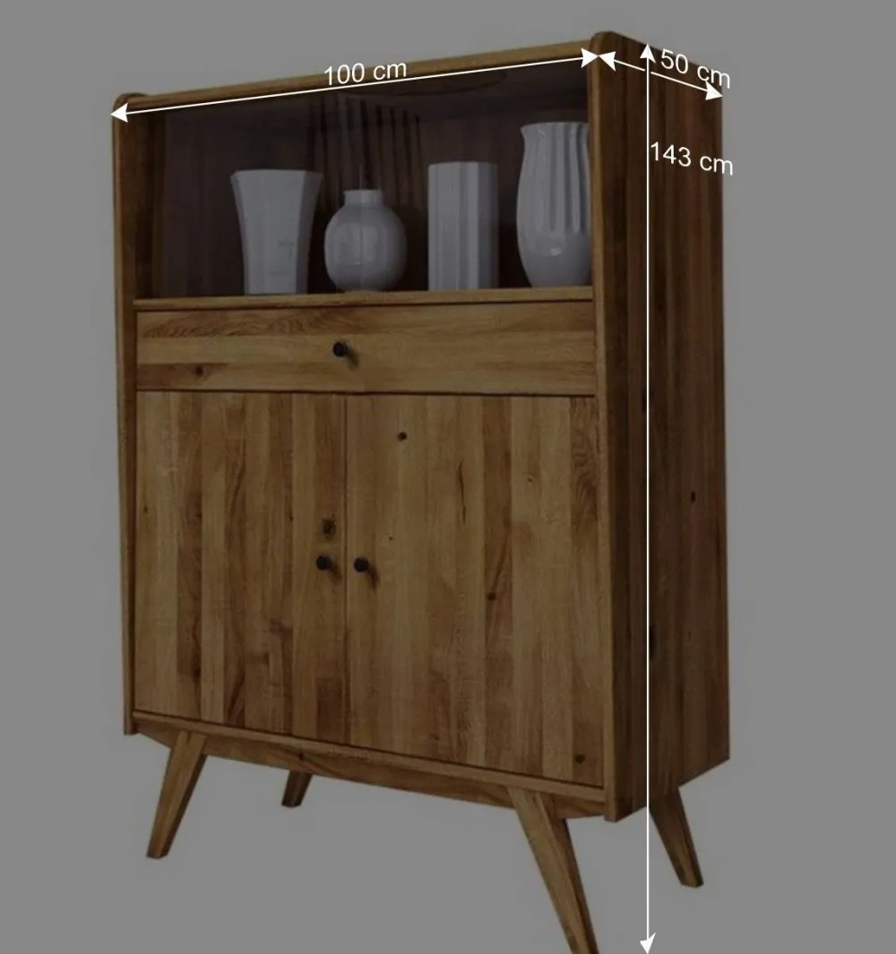 Wohnen Highboards|Vitrinen<Mid Century Wildeiche Schrank geölt - Hardus I