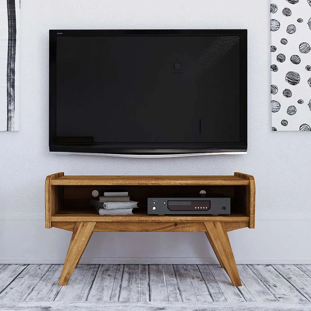 Wohnen Tv & Hifi-Möbel|Lowboards<Midcentury Wildeiche TV Bank mit Fach - Hardus