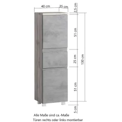 Wohnen Schränke<Midischrank fürs Bad in Grau matt & Wildeiche - Jambi