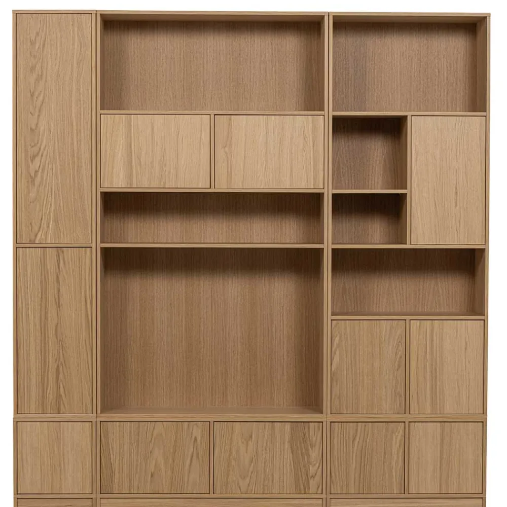 Wohnen Wohnwände<Minimalistische Wohnwand in Eiche - Ewana (sechsteilig)