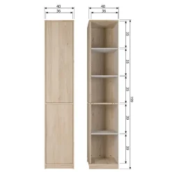 Wohnen Wohnwände<Minimalistische Wohnwand in Eiche - Ewana (sechsteilig)