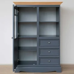 Wohnen Highboards|Vitrinen<Modern Country Highboard in Grau & Kiefer - Eromsia