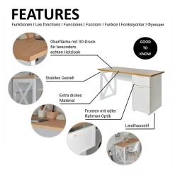 Wohnen Tische<Modern Country Schreibtisch mit Stauraum - Ristina