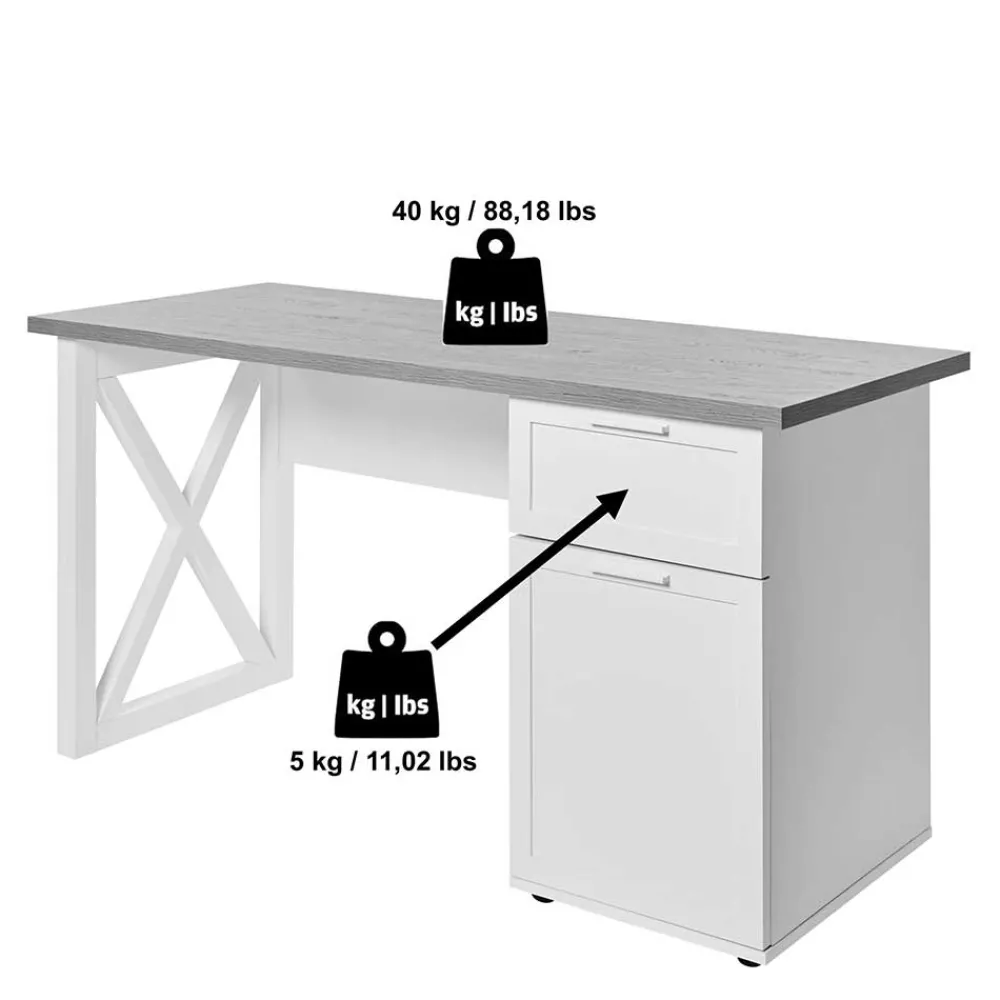Wohnen Tische<Modern Country Schreibtisch mit Stauraum - Ristina