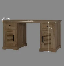 Wohnen Tische<Modern Country Schreibtisch mit Lamellentüren - Muray