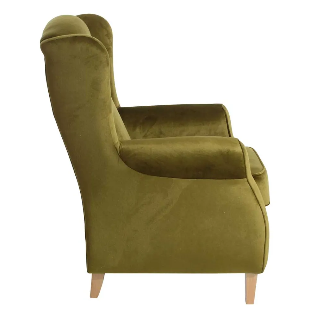 Wohnen Sessel<Modern Country Sessel in Oliv Grün Samtvelours - Davork