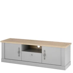 Wohnen Tv & Hifi-Möbel|Lowboards<Modern Country TV Board in Lichtgrau & Eiche - Buleta