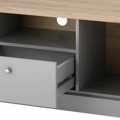 Wohnen Tv & Hifi-Möbel|Lowboards<Modern Country TV Board in Lichtgrau & Eiche - Buleta