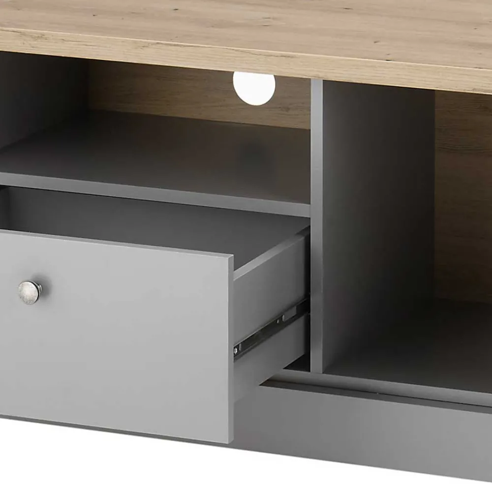 Wohnen Tv & Hifi-Möbel|Lowboards<Modern Country TV Board in Lichtgrau & Eiche - Buleta