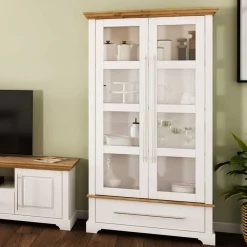 Wohnen Vitrinen<Modern Country Vitrinenschrank zweifarbig - Eyzaco