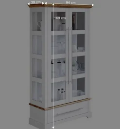 Wohnen Vitrinen<Modern Country Vitrinenschrank zweifarbig - Eyzaco