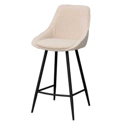 Wohnen Hocker<Moderne Boucle Barstühle in Beige - Alberta (2er Set)