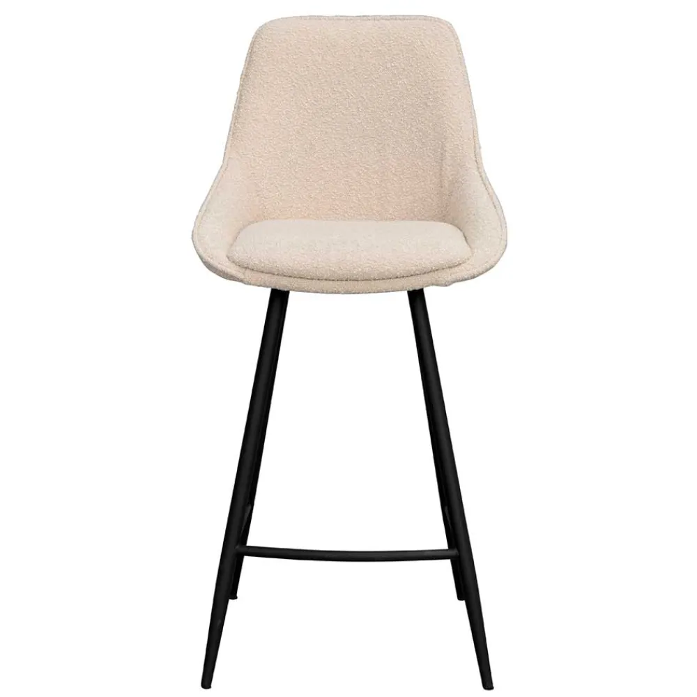 Wohnen Hocker<Moderne Boucle Barstühle in Beige - Alberta (2er Set)