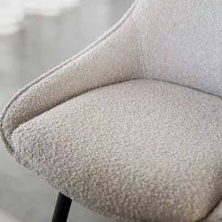 Wohnen Hocker<Moderne Boucle Barstühle in Beige - Alberta (2er Set)