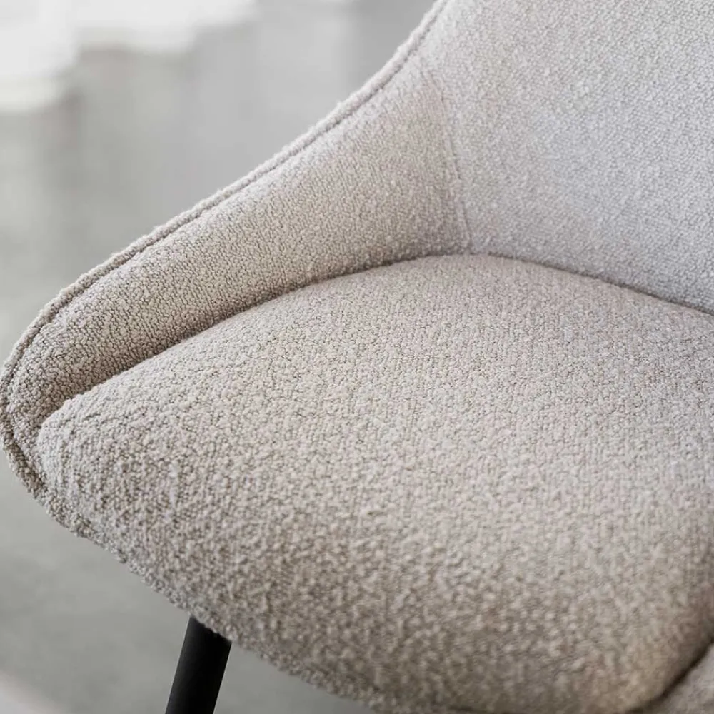 Wohnen Hocker<Moderne Boucle Barstühle in Beige - Alberta (2er Set)