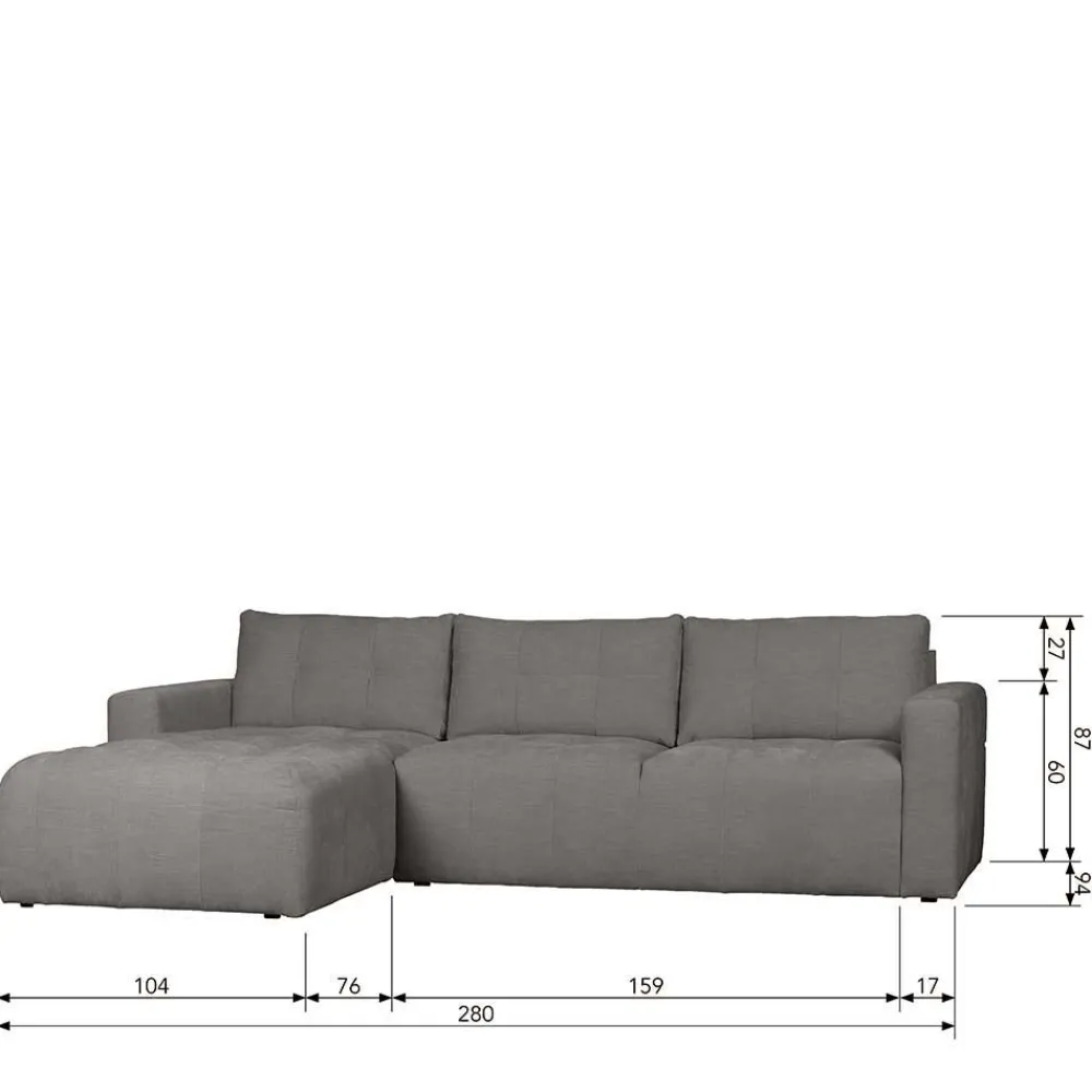 Wohnen Sofas<Moderne Couchecke in Grau Stoffbezug - Janilea
