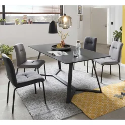 Wohnen Sitzgruppe<Moderne Esstischgruppe in Grau - Kolmarida (fünfteilig)