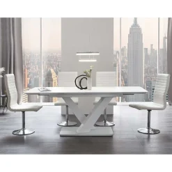 Wohnen Sitzgruppe<Moderne Esszimmer Gruppe in Weiß - Colosses (fünfteilig)