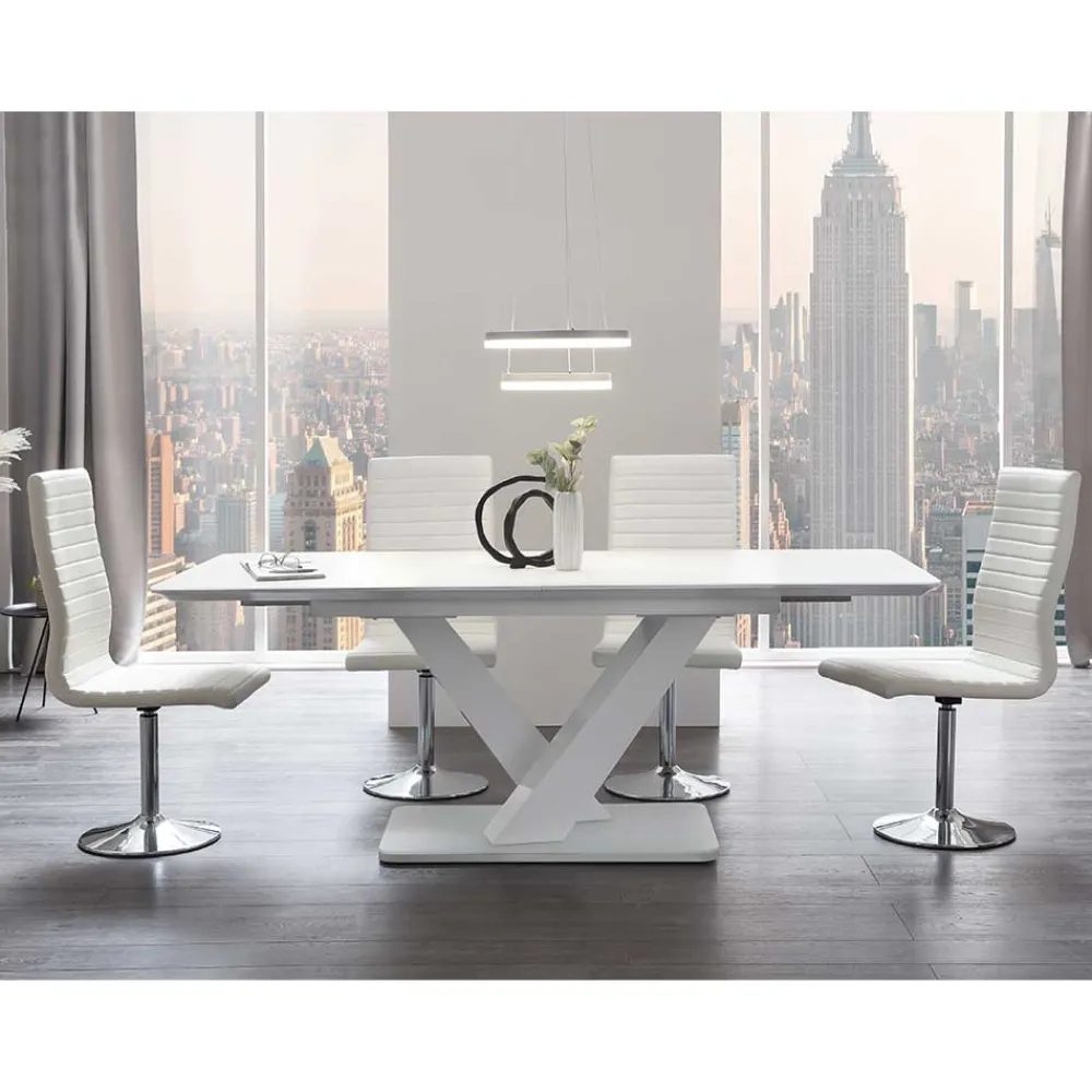 Wohnen Sitzgruppe<Moderne Esszimmer Gruppe in Weiß - Colosses (fünfteilig)