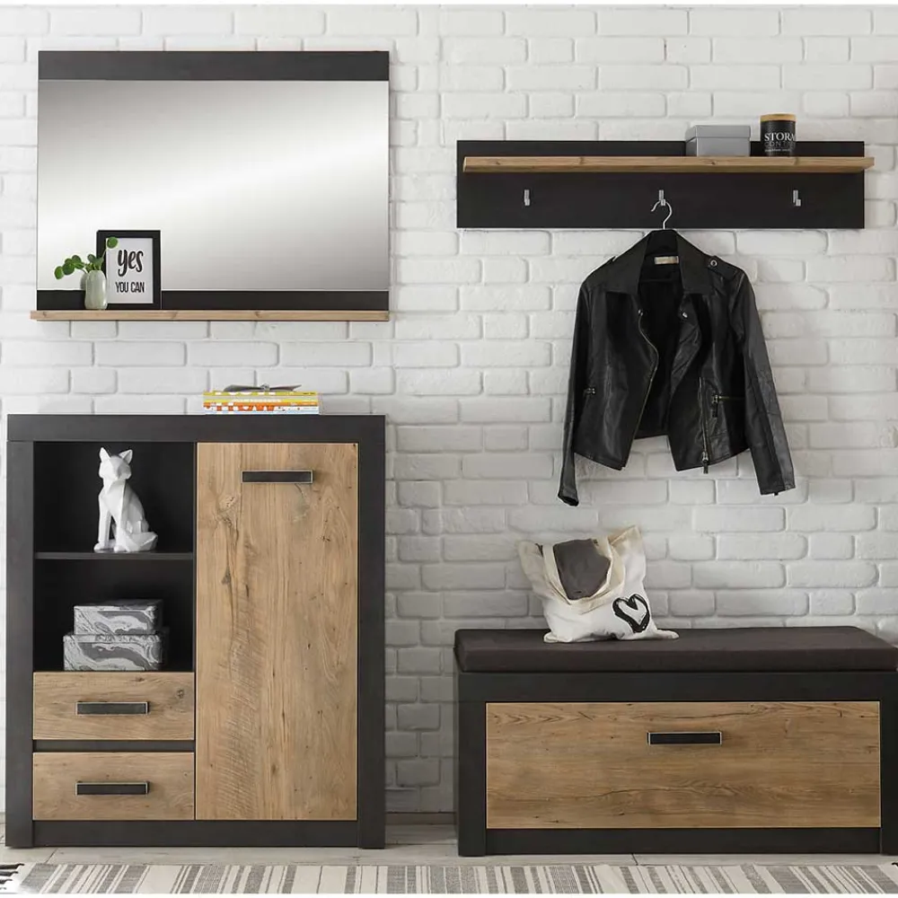 Wohnen Garderoben<Moderne Flureinrichtung 199 cm breit - Ebrican (vierteilig)