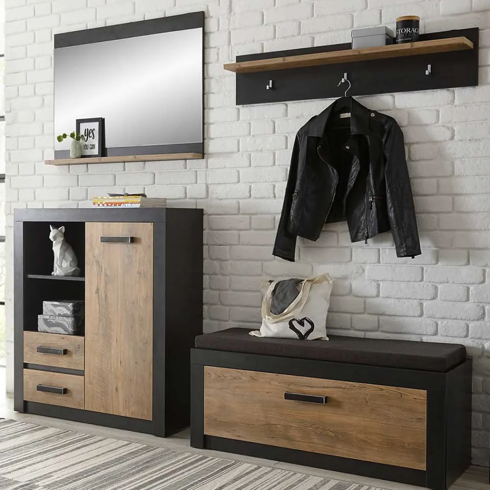 Wohnen Garderoben<Moderne Flureinrichtung 199 cm breit - Ebrican (vierteilig)