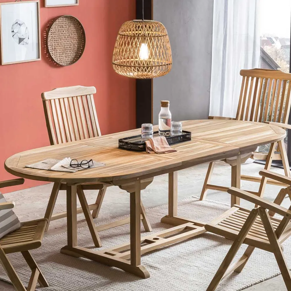 Wohnen Sitzgruppe<Moderne Gartensitzgruppe aus Teak Massivholz - Klahuma (fünfteilig)