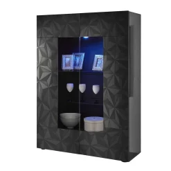 Wohnen Vitrinen<Moderne Hochglanzvitrine in Anthrazit - Kuriasna