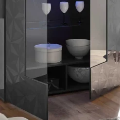 Wohnen Vitrinen<Moderne Hochglanzvitrine in Anthrazit - Kuriasna
