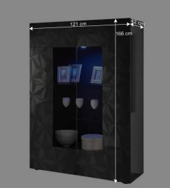 Wohnen Vitrinen<Moderne Hochglanzvitrine in Anthrazit - Kuriasna