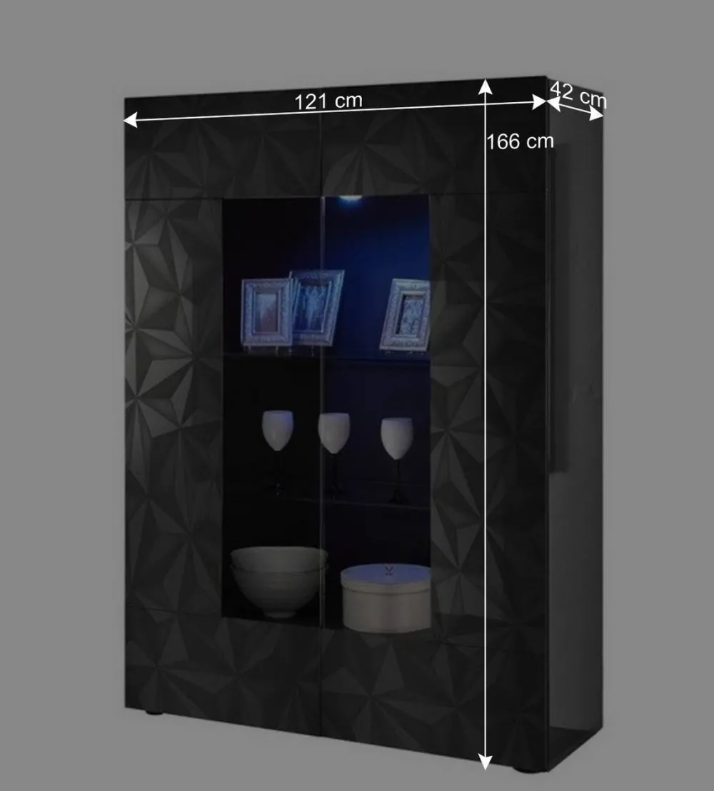 Wohnen Vitrinen<Moderne Hochglanzvitrine in Anthrazit - Kuriasna