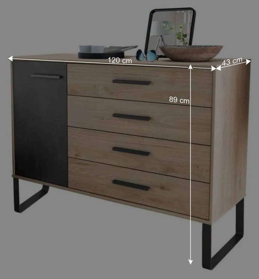 Wohnen Sideboards<Moderne Loft Kombikommode mit Bügelgestell - Licruva