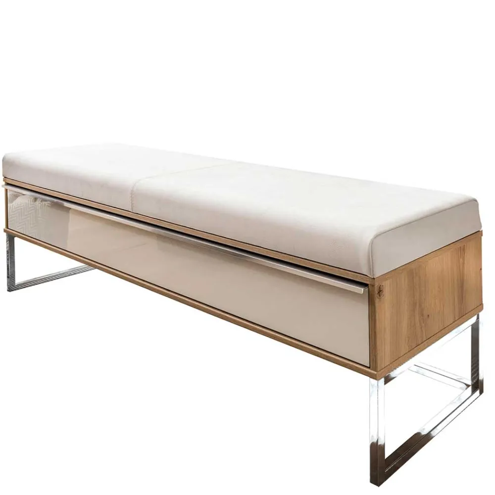 Wohnen Sitzbank<Moderne Schlafzimmerbank mit Kunstleder Beige - Crascanu